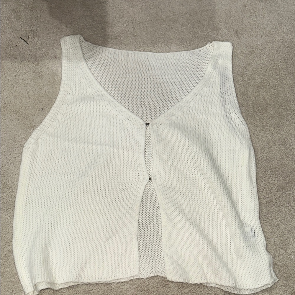 White Sleeveless Knit Top